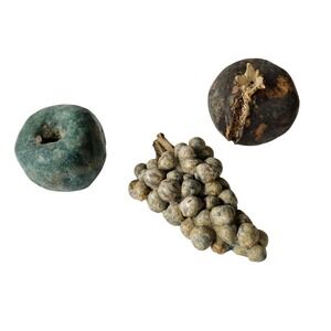 Vintage‎ Clay Fruit Grapes Apple Pomegranate Handmade Rustic